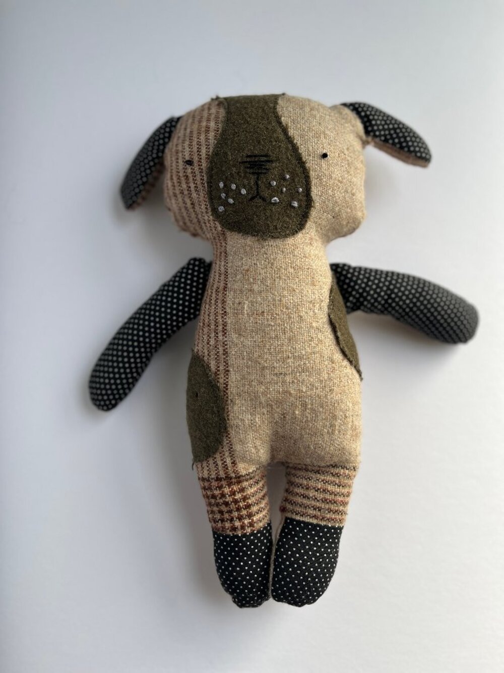 Handmade Patchwork Wool Puppy, Luckyjuju Katia Ferris Design